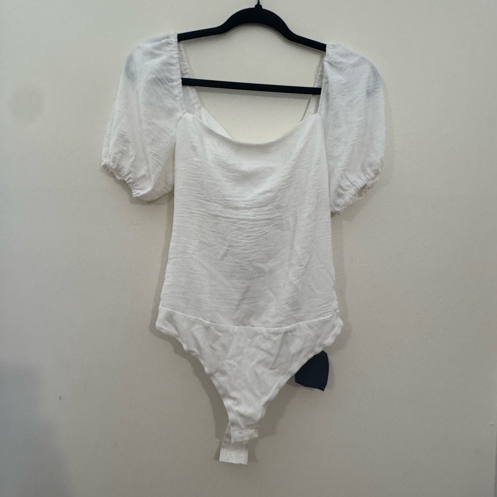 Lulu's White Puff Sleeve Bodysuit